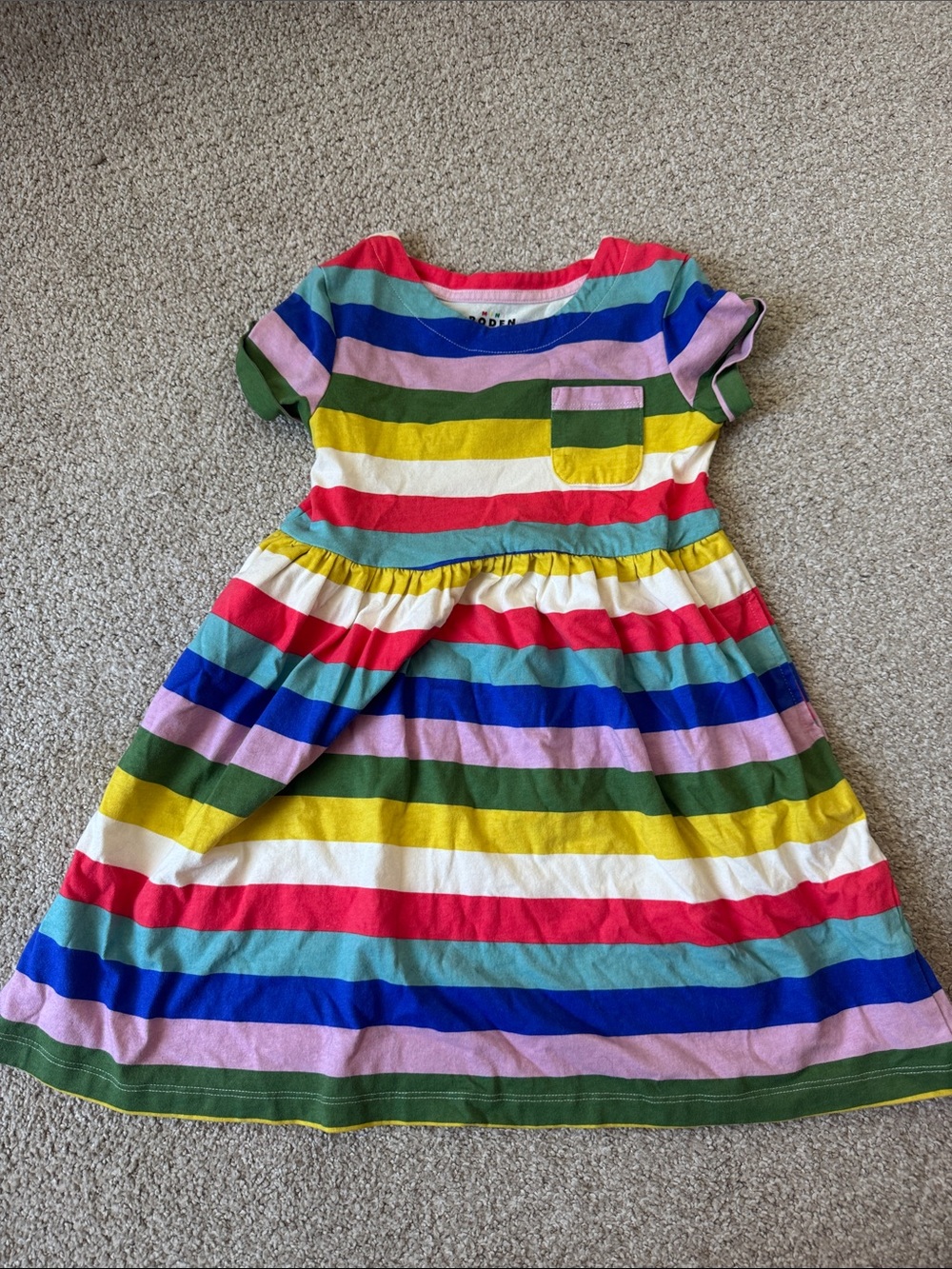 Mini Boden - Multicolor Stripe Cotton Girls' Dress